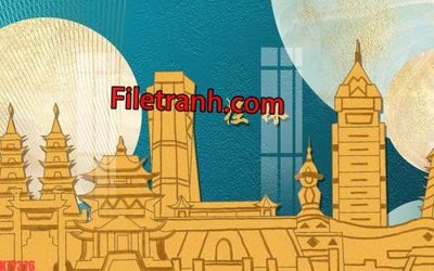 Hình ảnh file gốc File tranh gốc dán tường hươu nai sừng K77376 cho in UV