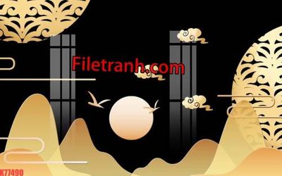 Download file tranh File tranh gốc dán tường hươu nai sừng K77490 (file gốc PSD)