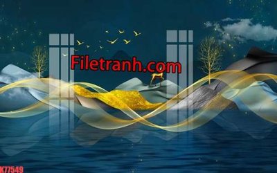 File tranh quảng cáo File tranh gốc dán tường hươu nai sừng K77549 (download file gốc)