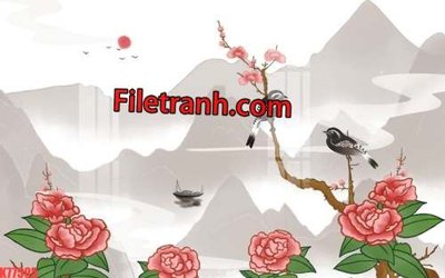 File gốc File tranh gốc dán tường hươu nai sừng K77595 (PNG) chất lượng cao