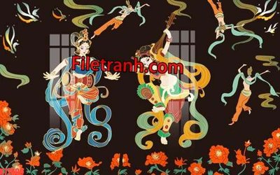 Download file gốc File tranh gốc dán tường hươu nai sừng K77600 (in lụa) nghệ thuật