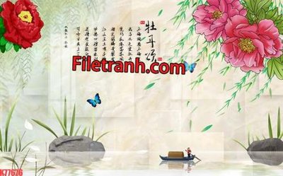 Tải file File tranh gốc dán tường hươu nai sừng K77676 (PSD) cho in tranh 3D