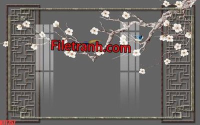 Tải file File tranh gốc dán tường hươu nai sừng K77757 (PSD) cho in tranh 3D