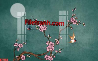 File gốc File tranh gốc dán tường hươu nai sừng K77763 (cho in 3D) độc đáo