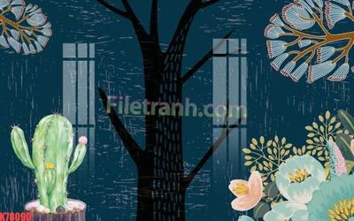 File PSD File tranh gốc dán tường đẹp K78090 (bản gốc) dễ dàng edit