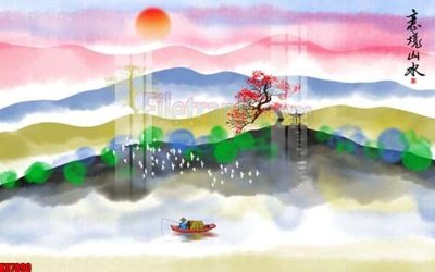 Download file gốc File gốc in tranh tổng hợp tường nền K87090 (in lụa) cao cấp