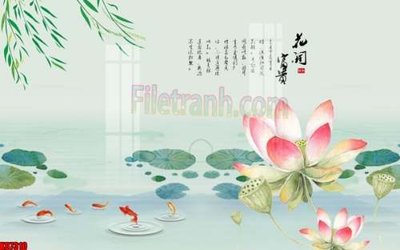 File gốc File gốc in tranh tổng hợp tường nền K87310 (in lụa) tranh phong thủy