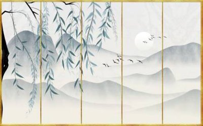 Download file gốc File tranh gốc tổng hợp tranh dán nền tường đẹp K91060 (in mica) trong suốt