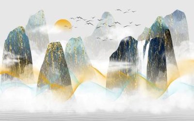 File gốc File tranh gốc tổng hợp tranh dán nền tường đẹp K92557 (in lụa) tranh mã đáo