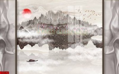 File tranh gốc in trần nhà File tranh gốc tổng hợp tranh nền tường đẹp K93573 3D