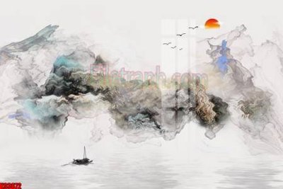 File gốc File tranh gốc tổng hợp tranh nền tường đẹp K93872 (in tráng gương) sang trọng