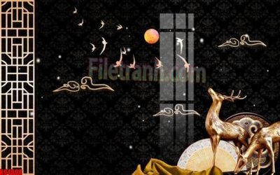 File in trần File tranh gốc tổng hợp tranh nền tường đẹp K94008 (bản gốc 3D) sống động