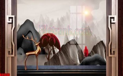 File tranh File tranh gốc tổng hợp tranh nền tường đẹp K94036 (bản gốc) in lụa 5D