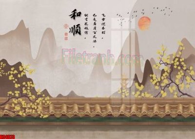 File tranh File tranh gốc tổng hợp tranh nền tường đẹp K94073 (bản gốc) in lụa 3D