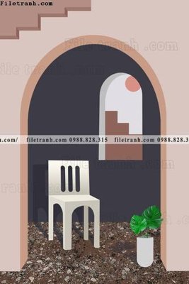 File tranh gốc Kien truc hinh hoc Morandi 506 chủ đề hiện đại