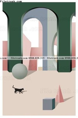 File tranh Kien truc hinh hoc Morandi 519 (gốc) chủ đề trẻ em