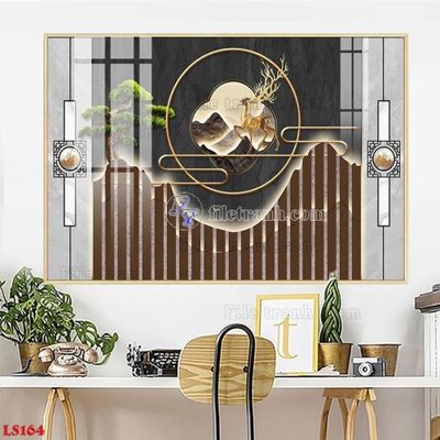 File gốc File in tranh tường giả lam sóng led LS164 (in lụa) họa tiết 3D