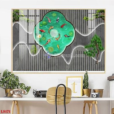 Tải file File in tranh tường giả lam sóng led LS171 (gốc) chủ đề phong thủy