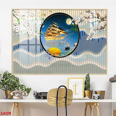 File gốc File in tranh tường giả lam sóng led LS179 (chuẩn CMYK) cho nhà in