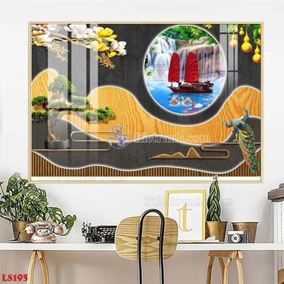 Hình ảnh file gốc File in tranh tường giả lam sóng led LS195 (chất lượng cao)