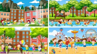 File gốc File tranh mầm non lớp học trường học MN42 (phong cách) tối giản