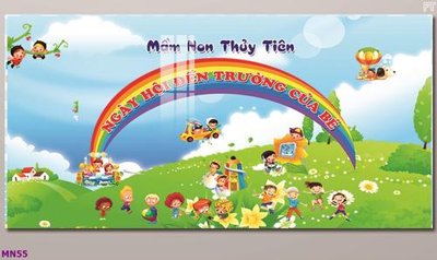 File ảnh File tranh mầm non lớp học trường học MN55 (gốc) in backdrop sự kiện