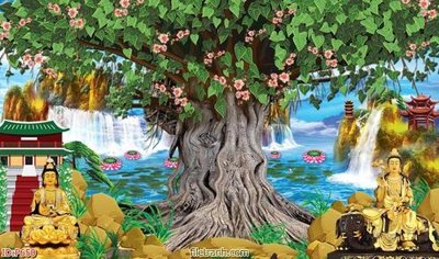 File tranh File phật giáo thần tài P650 (gốc) in vải canvas