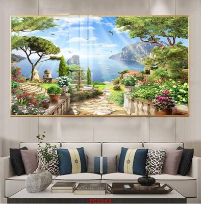 File gốc File tranh phong cảnh thiên nhiên PC2363 (in lụa) cao cấp