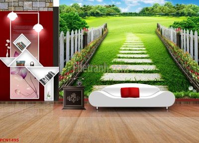 File in trần File tranh phong cảnh thiên nhiên PCN1495 (bản gốc) hoa văn