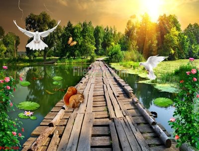 File gốc File tranh phong cảnh thiên nhiên PCN199 (in lụa) họa tiết 3D