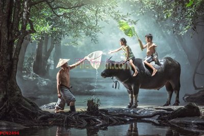 Download file gốc File tranh phong cảnh thiên nhiên PCN2494 (in lụa) tranh 3D