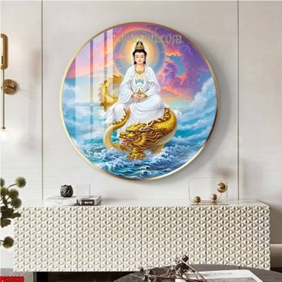 Download file gốc File tranh tròn phật giáo 5D PG20328 (in lụa) hoa lá