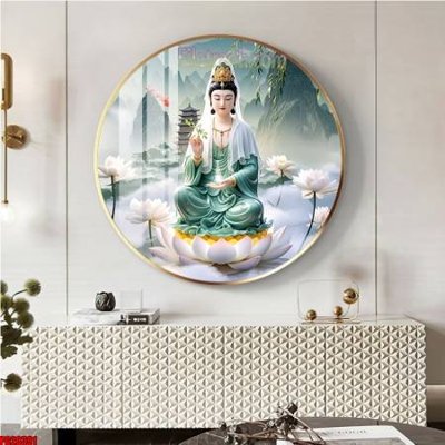 Download file gốc File tranh tròn phật giáo 5D PG20391 (in lụa) tranh 3D