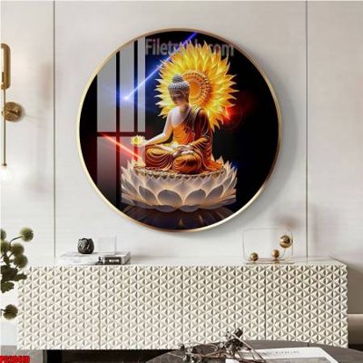Download file gốc File tranh tròn phật giáo 5D PG20410 (in lụa) tranh 3D