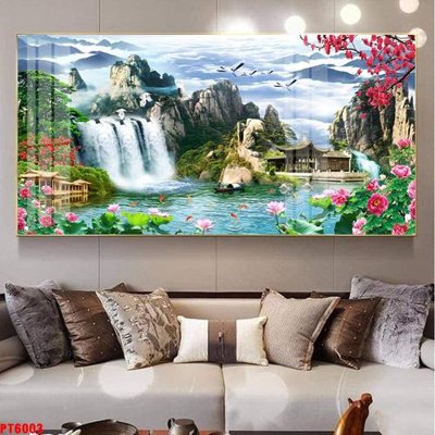 File PSD Tranh sơn thủy thác nước PT6003 (bản gốc) độ phân giải cao