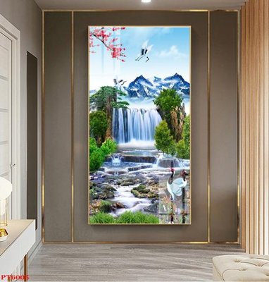 File in ấn Tranh sơn thủy thác nước PT6005 (bản gốc) sắc nét