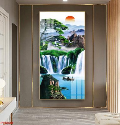 File ảnh Tranh sơn thủy thác nước PT6020 (gốc) in biển hiệu