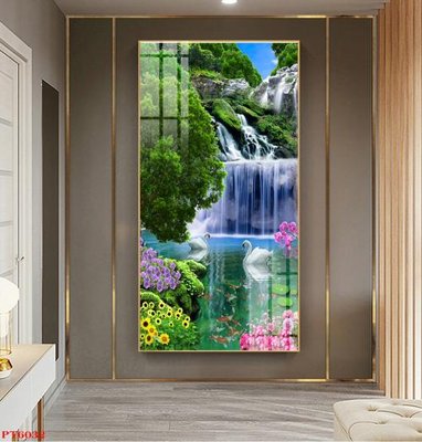 Tải file Tranh sơn thủy thác nước PT6032 (gốc) làm tranh trang trí