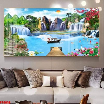 Tải file Tranh sơn thủy thác nước PT6058 (gốc) chủ đề tôn giáo