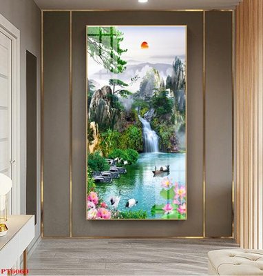 Download file ảnh gốc Tranh sơn thủy thác nước PT6060 để in ấn