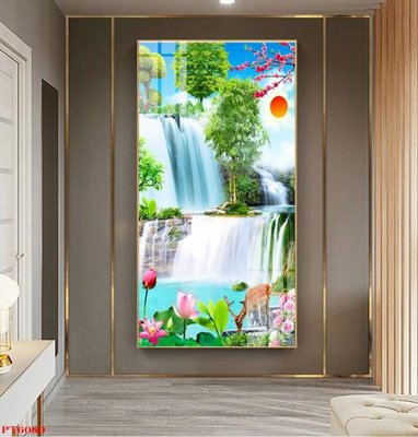 File gốc Tranh sơn thủy thác nước PT6080 (thiết kế) cho in ấn