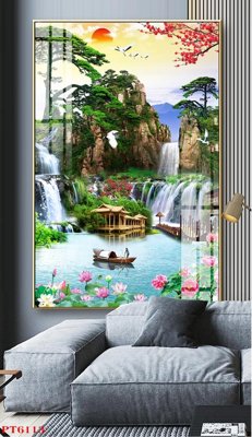 Tải file gốc Tranh sơn thủy thác nước PT6113 dùng cho in ấn
