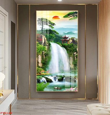 Mua file gốc Tranh sơn thủy thác nước PT6120 (PSD) tại Filetranh.com