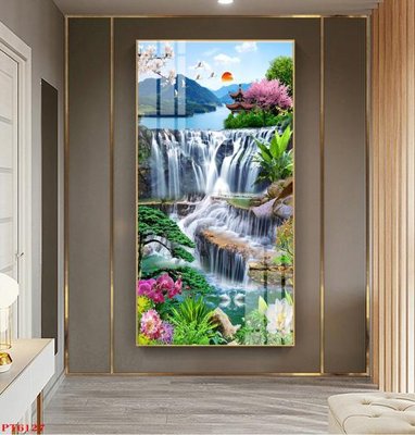 File tranh Tranh sơn thủy thác nước PT6127 (gốc) chủ đề trẻ em