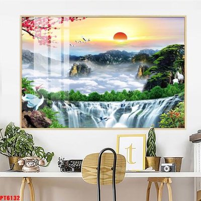 Tải file PSD Tranh sơn thủy thác nước PT6132 (nguyên layer) để in