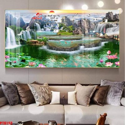 Download file gốc Tranh sơn thủy thác nước PT6152 (độ nét cao)