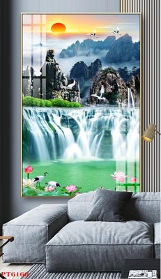Tải file Tranh sơn thủy thác nước PT6160 (gốc) làm file tranh quảng cáo