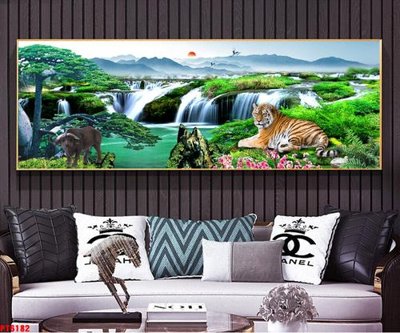 File in trần Tranh sơn thủy thác nước PT6182 (bản gốc) hoa văn