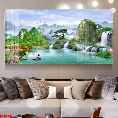 Download file Tranh sơn thủy thác nước PT6183 (gốc) cho xưởng in