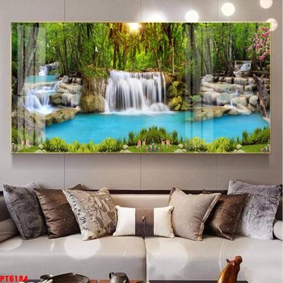 File tranh Tranh sơn thủy thác nước PT6184 (gốc) in backlit film